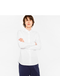 Paul Smith Slim Fit White Shirt With Cycle Stripe Cuff Lining