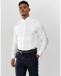 ASOS DESIGN Slim Sa Shirt With Pleated Front Placket