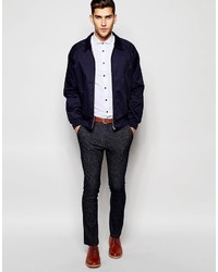 Asos Smart Shirt In Long Sleeve With Cutaway Collar And Contrast Buttons
