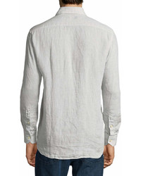 Stefano Ricci Solid Linen Long Sleeve Shirt