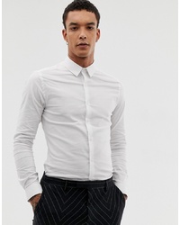 Twisted Tailor Super Skinny Shirt In White