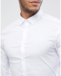 Asos Super Skinny Shirt In White With Button Down Collar