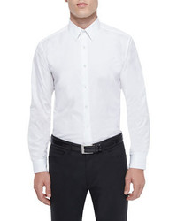 Theory Sylvain Textured Long Sleeve Shirt White
