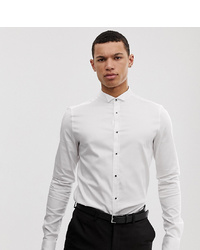ASOS DESIGN Tall Skinny Fit White Shirt With Wing Collar Stud Buttons