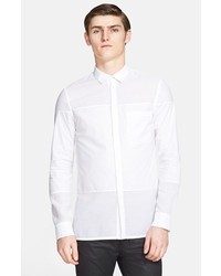 Helmut Lang Trim Fit Paneled Cotton Gauze Shirt