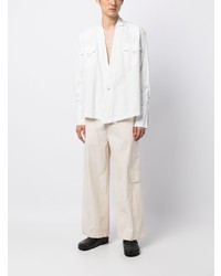 Greg Lauren V Neck Long Sleeve Cotton Shirt