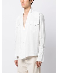 Greg Lauren V Neck Long Sleeve Cotton Shirt