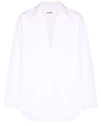 Jil Sander V Neck Long Sleeved Cotton Shirt