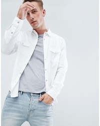 New Look Western Overshirt With Pocket Detail In White