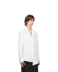 Sulvam White Broad Open Collar Shirt