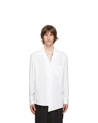 Sulvam White Broad Open Collar Shirt