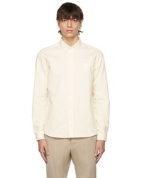 AMI Alexandre Mattiussi White Brushed Oxford Ami De Cur Shirt