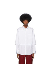 Comme Des Garcons SHIRT White Cotton Poplin Layered Shirt