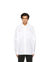 Juun.J White Detachable Sleeves Hoodie Shirt