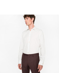 Paul Smith White Double Dot Print Shirt With Artist Stripe Cuff Lining