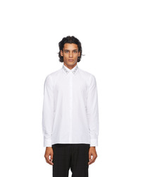 Fendi White Embroidered Collar Shirt
