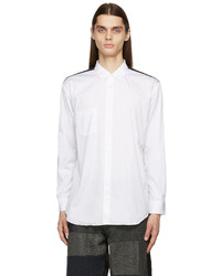 Comme Des Garcons SHIRT White Grey Cotton Wool Button Up Shirt