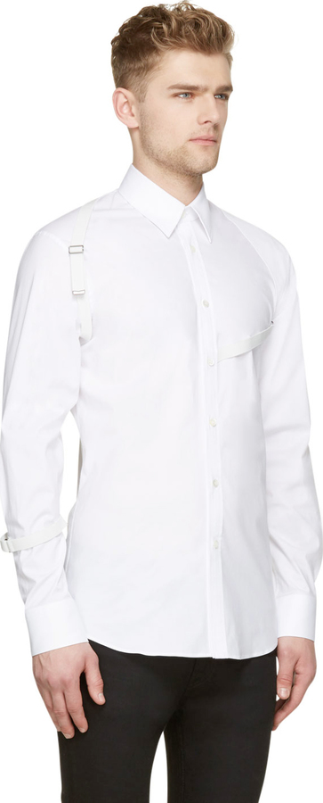 Alexander McQueen White Harness Button Up Shirt, $940 | SSENSE | Lookastic