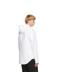 Thom Browne White Oxford Cloth Hooded Shirt