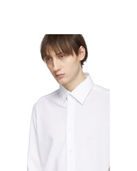 Brioni White Pique Long Sleeve Shirt