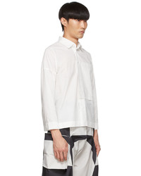 132 5. ISSEY MIYAKE White Polyester Shirt