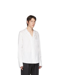 Sulvam White Poplin Open Collar Shirt