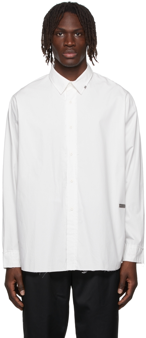 C2h4 White Raw Edge Shirt, $165 | SSENSE | Lookastic