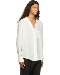 Sulvam White Silver Rayon Open Collar Shirt