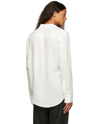 Sulvam White Silver Rayon Open Collar Shirt