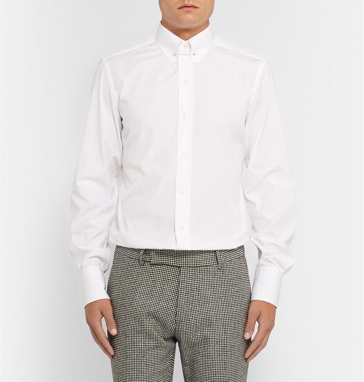 Tom Ford White Slim Fit Collar Bar Cotton Shirt, $570 | MR PORTER |  Lookastic