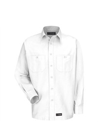 Wranlger Workwear Wrangler Workwear White Long Sleeve Canvas Shirt, $28 |   | Lookastic