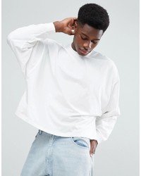 ASOS DESIGN Asos Long Sleeve T Shirt With Extreme Batwing In Cropped Length In White