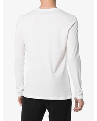 Balmain Blanc White Long Sleeve Logo Tshirt