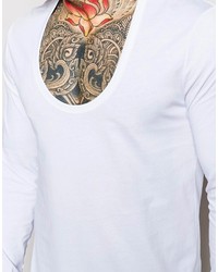 Asos Brand Longline Long Sleeve T Shirt With Deep Scoop Neck