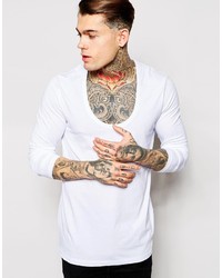 Asos Brand Longline Long Sleeve T Shirt With Deep Scoop Neck