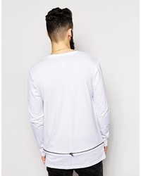 Asos Brand Longline Skater Long Sleeve T Shirt With Zip Off Hem