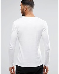 Asos Brand Rib Extreme Muscle Long Sleeve T Shirt With V Neck