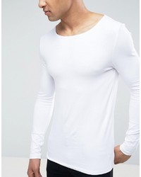 Asos Extreme Muscle Fit Long Sleeve T Shirt With Boat Neck In White
