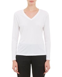 Barneys New York Jersey Long Sleeve T Shirt White