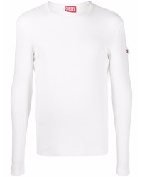 Diesel Logo Embroidered Ribbed Long Sleeve T Shirt