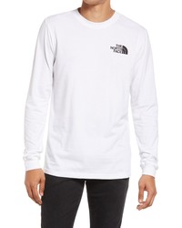 The North Face Long Sleeve Box Logo Tee In Tnf Whitetnf Red At Nordstrom