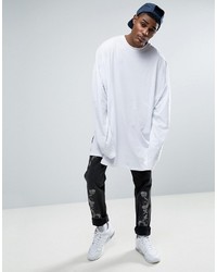 Asos Long Sleeve Extreme Oversized T Shirt With Super Long Sleeve In White