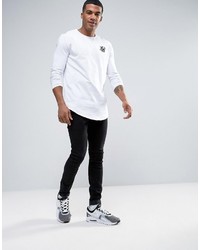 Siksilk Long Sleeve Muscle T Shirt In White
