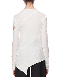 Proenza Schouler Long Sleeve Spiral Tissue Jersey T Shirt White