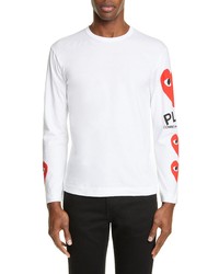 Comme Des Garcons Play Long Sleeve T Shirt In White At Nordstrom