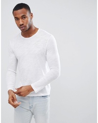 United Colors of Benetton Long Sleeve Top In Slub In White