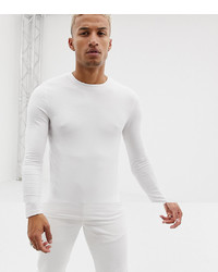ASOS DESIGN Longline Long Sleeve Muscle Fit T Shirt In White