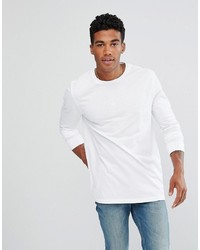 ASOS DESIGN Longline Long Sleeve T Shirt In White