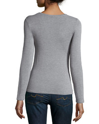 Neiman Marcus Majestic Paris For Soft Touch Long Sleeve V Neck Tee