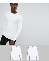 ASOS DESIGN Muscle Fit Long Sleeve T Shirt With Crew Neck 2 Pack Save